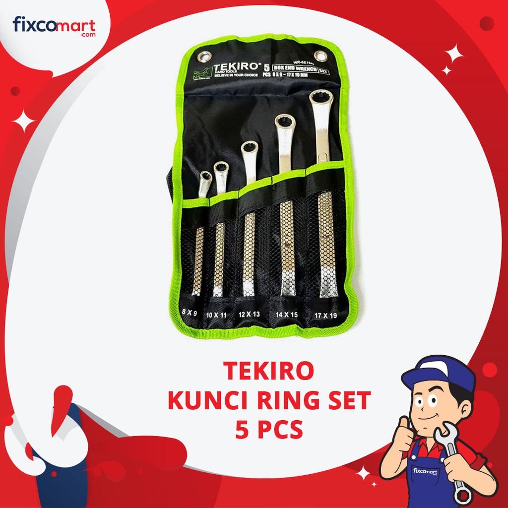 Tekiro Kunci Ring Set 5 Pcs (8-19 Mm) / Tekiro Box End Wrench Set