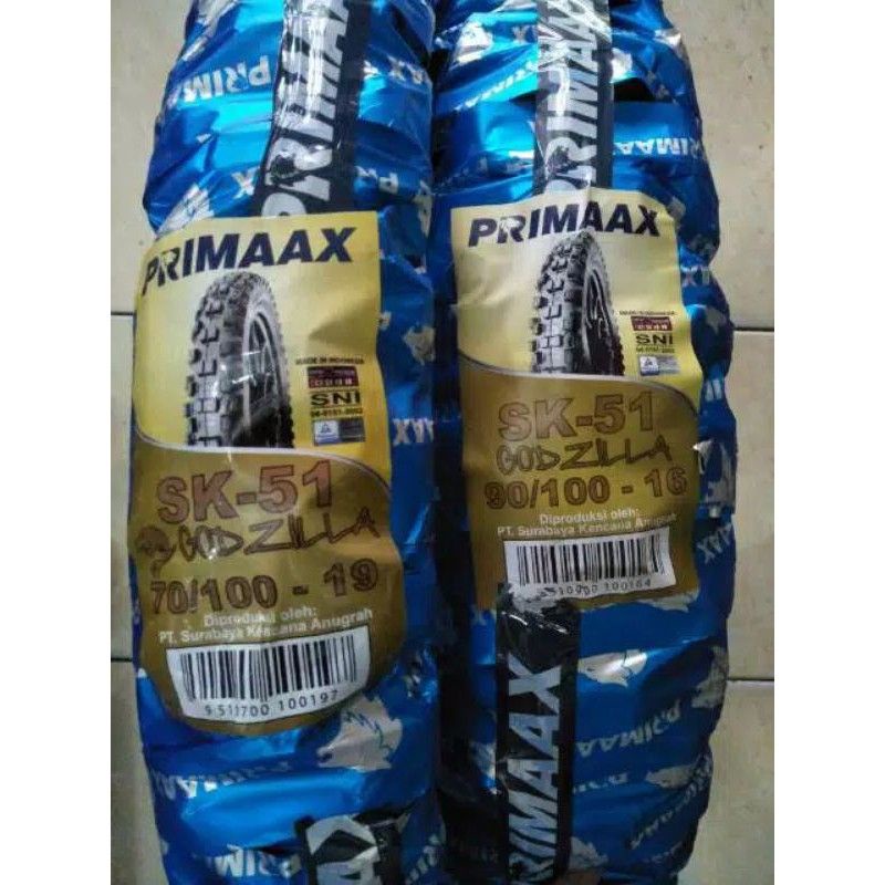 ban trail primaax ring 16/19 sepasang depan dan belakang ukuran 70-100/19 dan 90-100/16