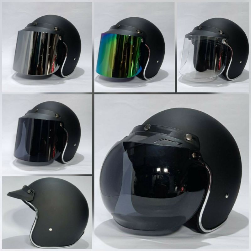 Helm bogo ghm Lis chrome hitam dop