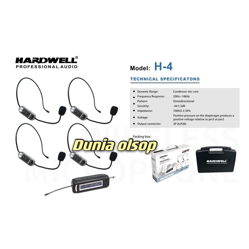 mic heandest/bondu mic wireles HARDWELL H-4 4mic wireles original garansi resmi free koper