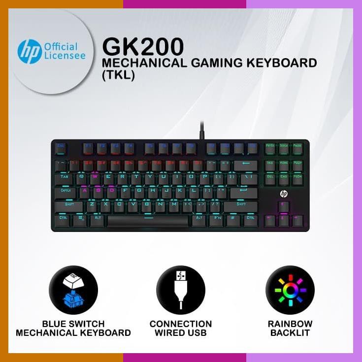 Keyboard Gaming Hp Gk200 Rgb Blue Switch Tkl Mechanical Keyboard