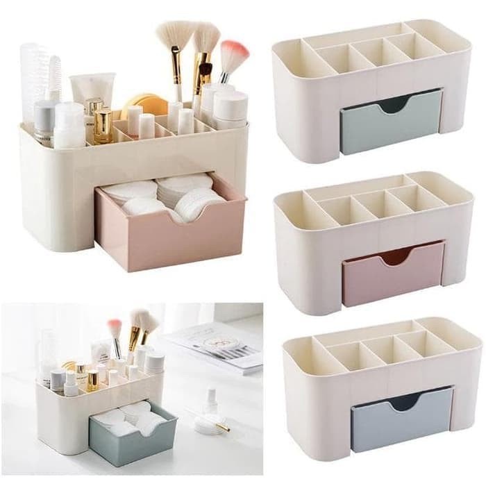 Rak Kosmetik Plastik Kotak Tempat Peyimpanan Alat Make Up ATK Perhiasan Serbaguna Storage Box Organizer With Drawer