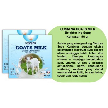 ✨SHASYA✨ COSMINA GOATS MILK SOAP 60gr - SABUN SUSU KAMBING THAI GOATS MILK SOAP ORI BPOM