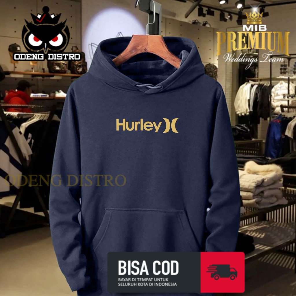 Hoodie Hurley GoldJaket Sweater Basebal Varsity Distro Keren Kekinian Termurah Bandung Original Cewe