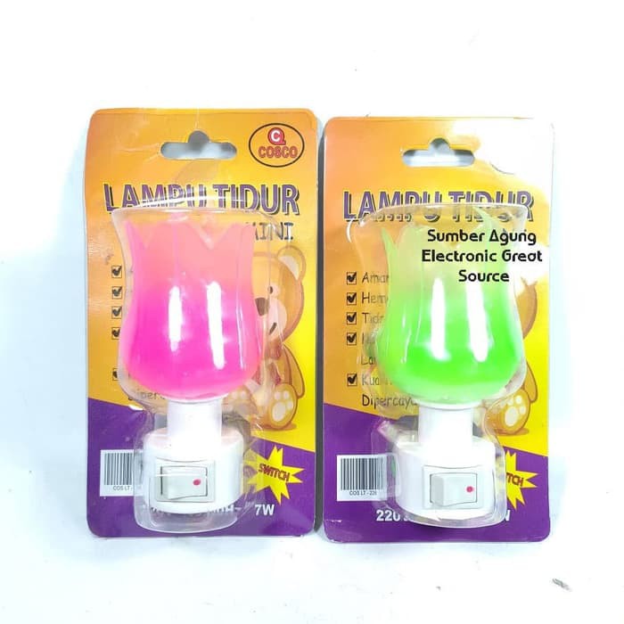 Lampu Tidur Cosco 226 Model Bunga Flower Pink Green Saklar Manis