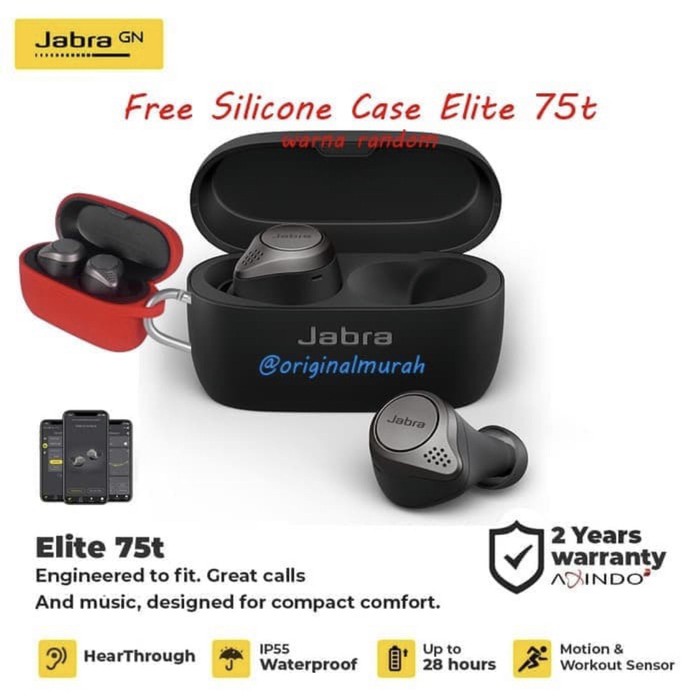 Jabra Elite 75t / Elite75t / Elite 75 t True Wireless Earbuds