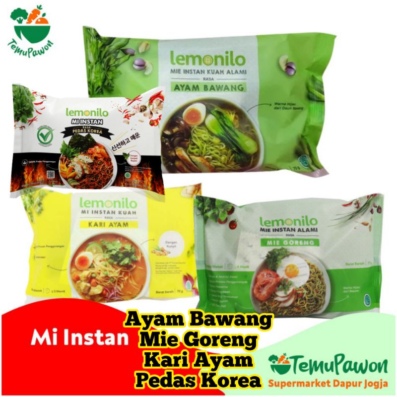 

LEMONILO ANEKA RASA - Mie Instan Sehat - Ayam Bawang, Mie Goreng, Kari Ayam, Pedas Korea, Mie Kering