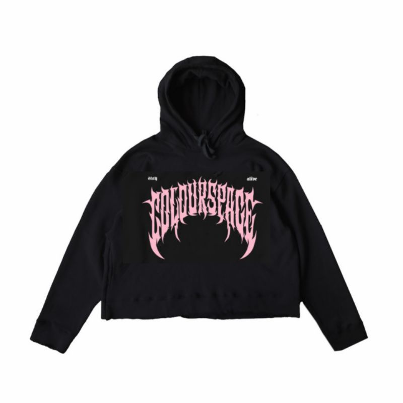 JAKET HOODIE CROP COLOURSPACE HITAM 0417 DISASTER BES SELLER