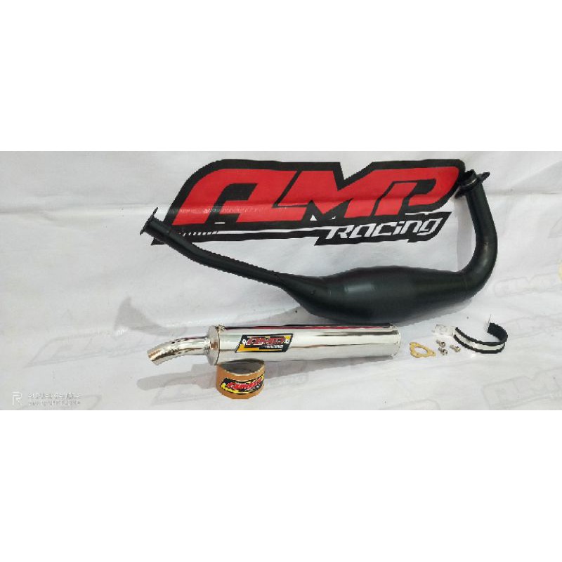 Knalpot racing Kawasaki ninja 150 RR gembung hitam slincer Chrome