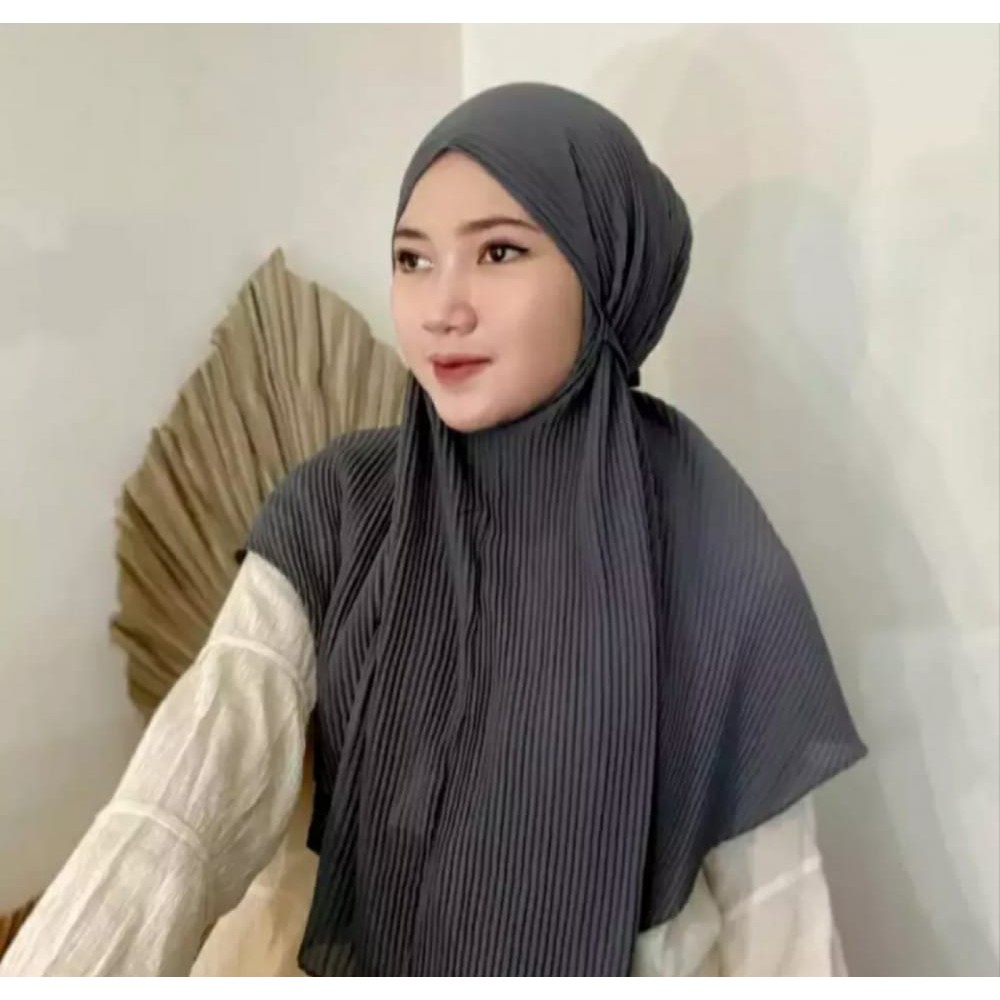 BERGO MARYAM FULL PLISKET SHAWL LIDI PREMIUM TALI INSTAN TERMURAH