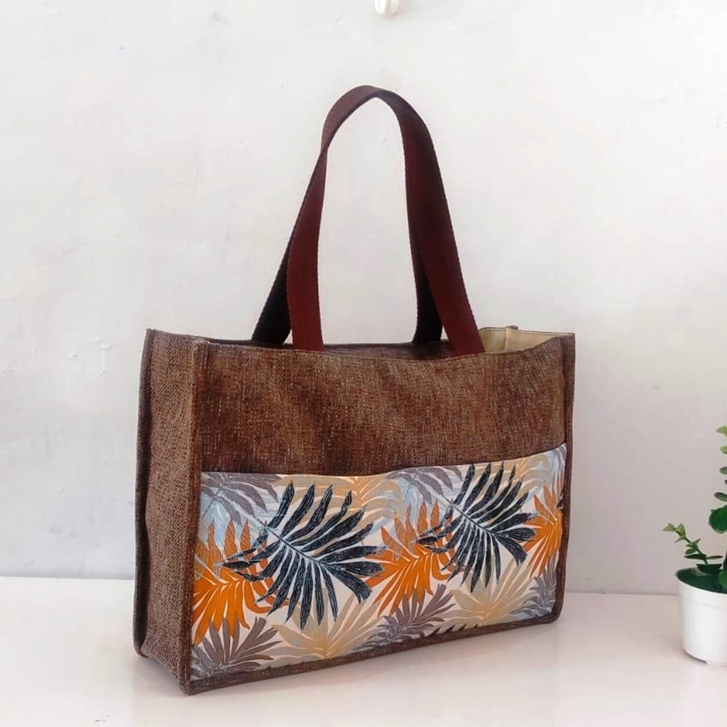 TAS KANVAS – TAS GONI – TOTEBAG GONI – TOTEBAG KANVAS – HANDBAG KANVAS – HANDBAG GONI PALM ORANGE RIENS COLLECTIONS