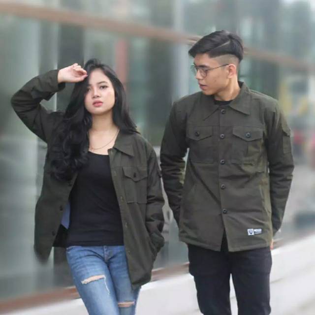 Jaket semi parka/ jaket parka bahan kanvas grade merk indigo/ jaket couple