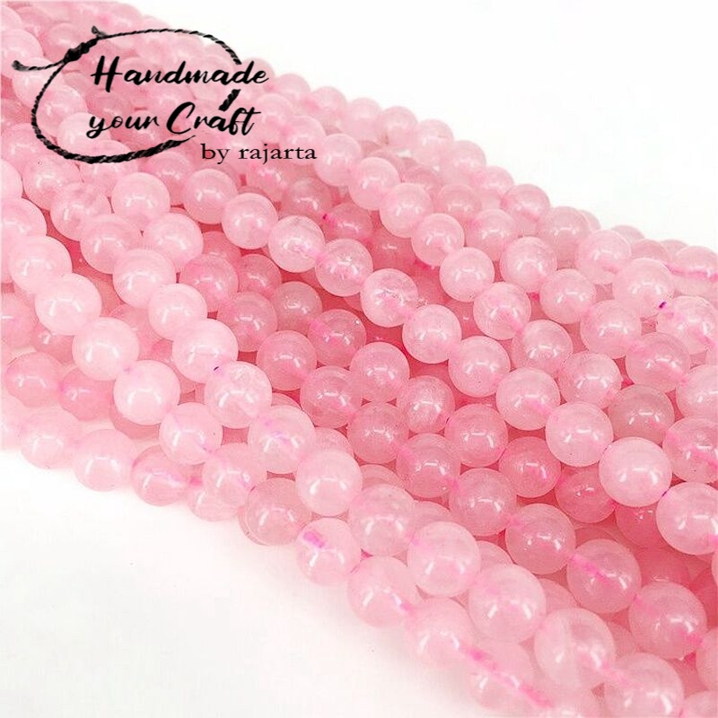 Butir Batu Natural Rose Quartz Stone Pink Crystal Beads