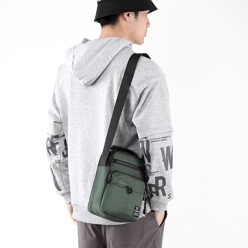 Tas Selempang Pria HAOSHUAI 5801 Anti air Bahan Dolby lotto Coated