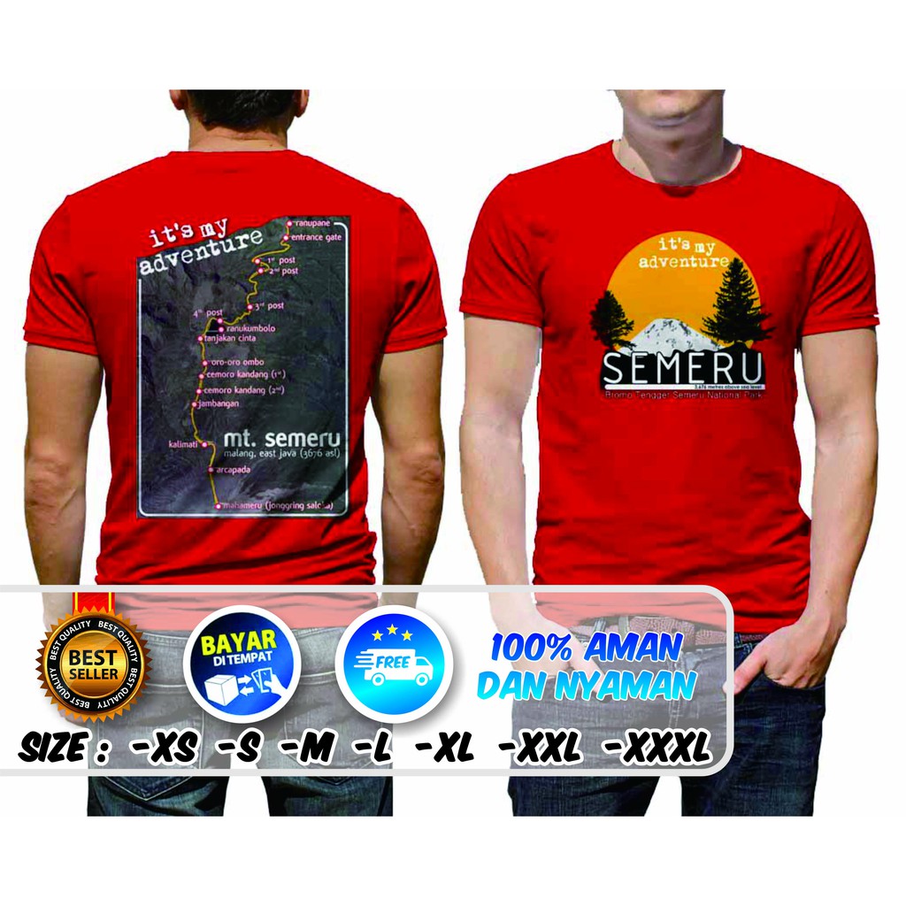 KAOS ADVENTURE PRIA - PENDAKI - OUTDOOR - BAJU DISTRO - GUNUNG SEMERU - LBSK OUTSHIRT  (181117)