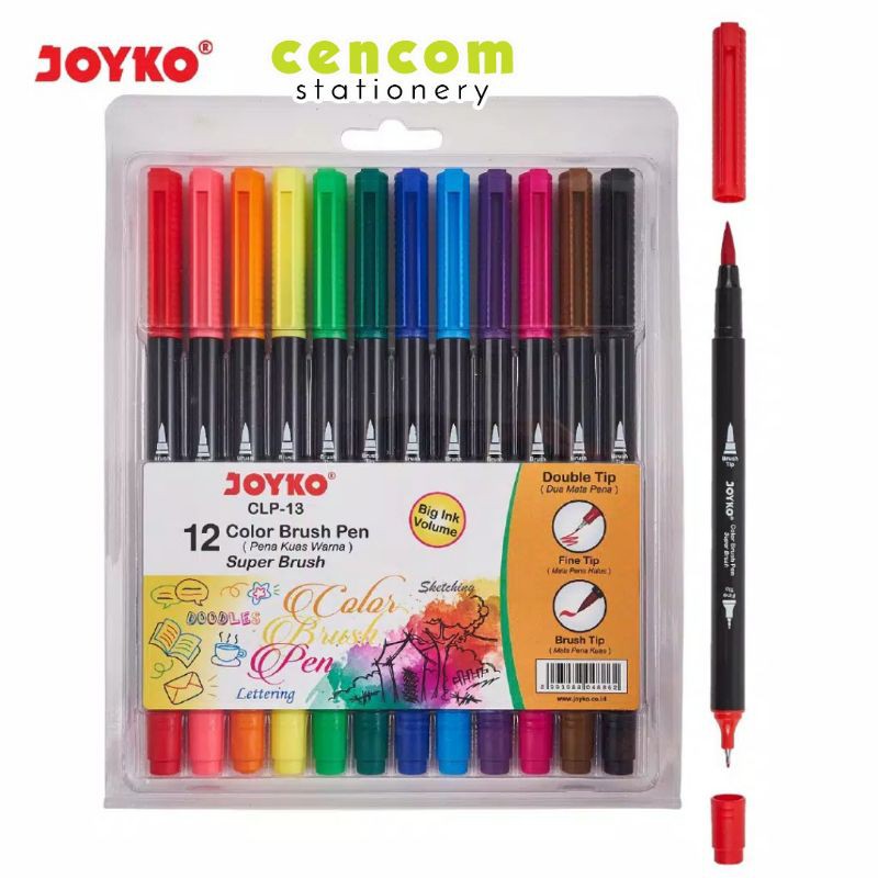 

Joyko Brush Pen 12 Warna Brush + Fine Tip CLP-13 SET