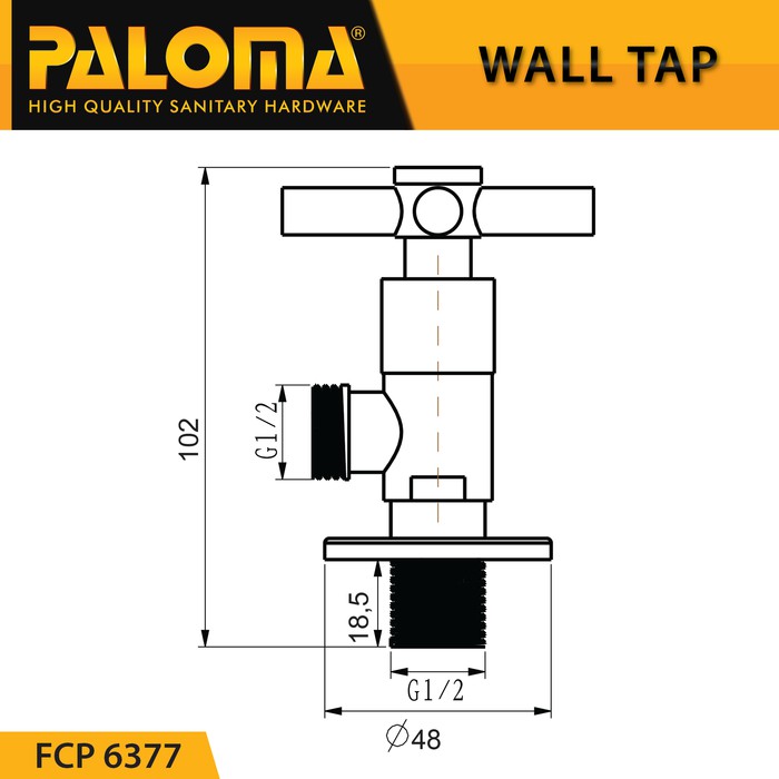 PALOMA FCP 6377 Keran Stop Toilet WC Jet Shower Valve Tembok Kran Air