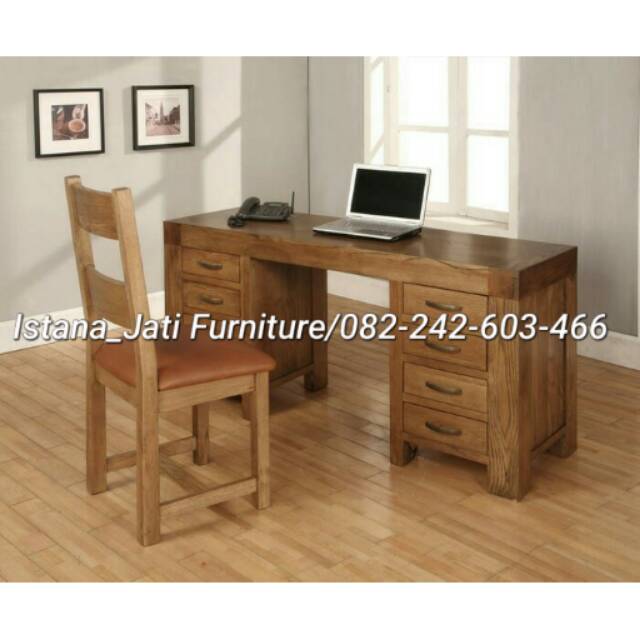 Meja kantor klasik jati/meja kantor minimalis/bufet tv minimalis/figura cermin ukir akar/kursi tamu