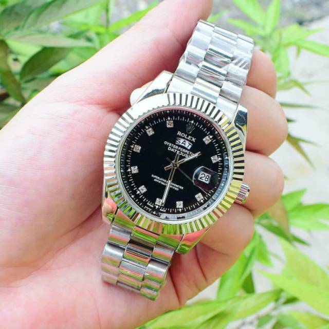 Jam Rolex Pria rantai stainless steel + free gelang (model random)