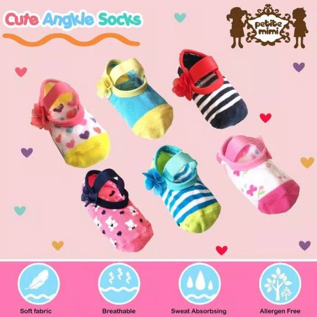 PETITE MIMI Ankle Socks Kaos Kaki  Bayi Anti Slip Prewalker