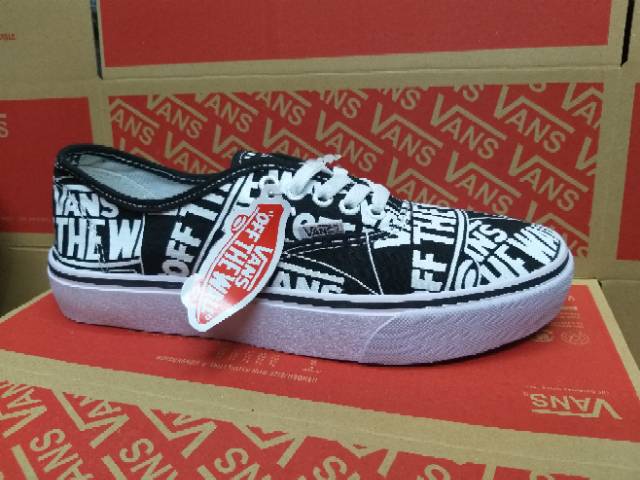 Sepatu Vans Authentic Motif Vans off The Wall Black White Hitam Putih Casual Sekolah Kuliah Kerja