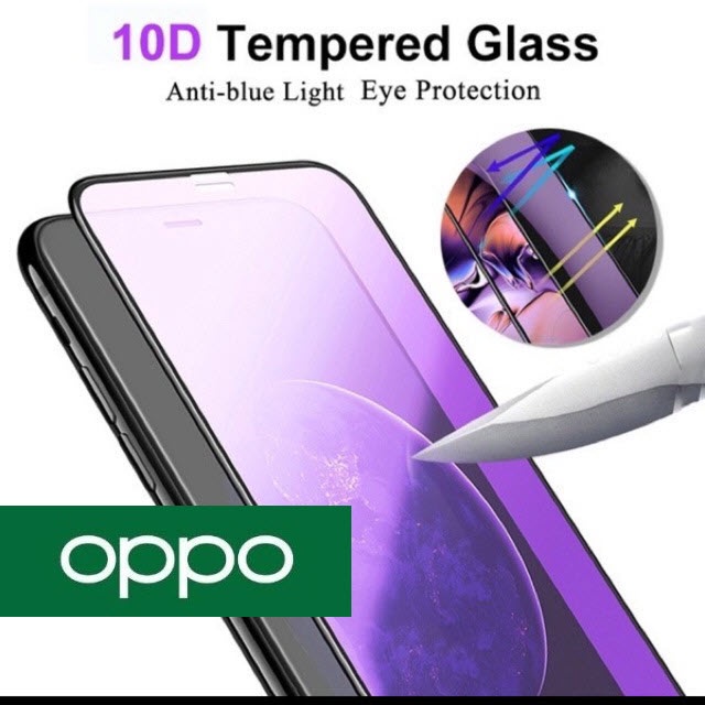 Tempered Glass 10D blue OPPO/10oa/Anti Minyak Pelindung Protector Cover Layar Screen Handphone Kamera