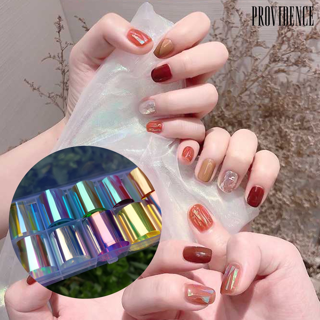 Providence 6Pcs/Set Nail Paper Aurora DIY Transparent Cellophane Paper Korean Nail Glass Foils for Female