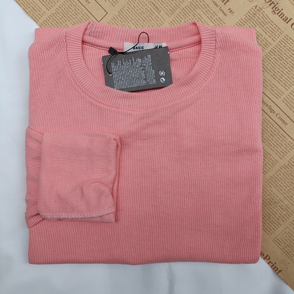 PART II Kaos Rib Premium / Kaos Grosir / Kaos Rib Premium Tebal / Kaos Lengan Panjang Termurah-Tea rose