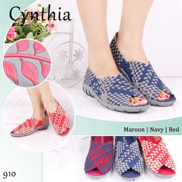 Cynthia 910 sepatu anyaman rajut wanita ORI