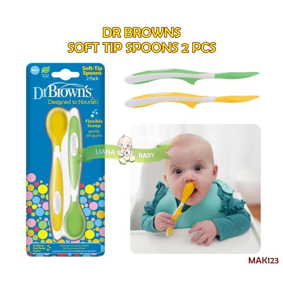 MAK123 SENDOK DR BROWNS SOFT TIP SPOONS 2 PCS SENDOK ANAK SENDOK BAYI