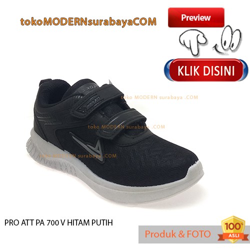 PRO ATT PA 700 V HITAM PUTIH sepatu anak sneakers velcro