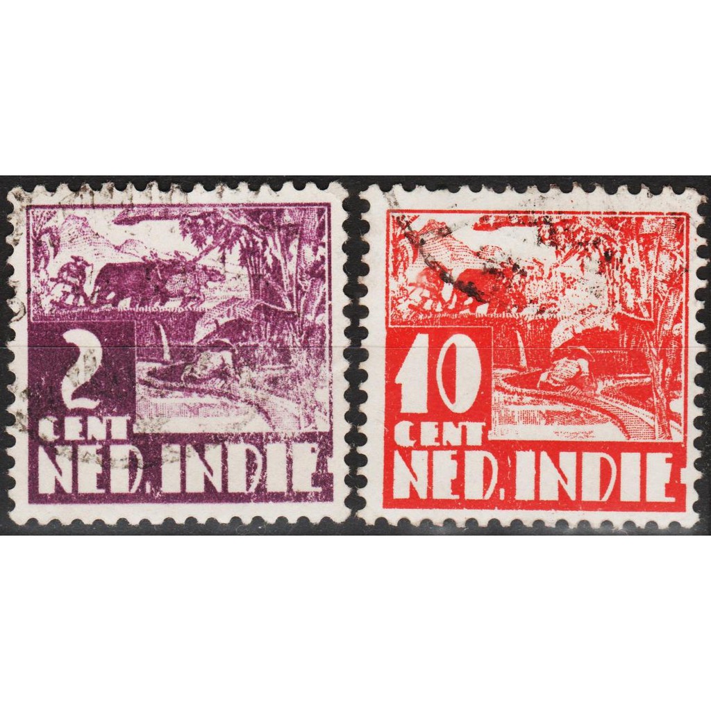 

Perangko Filateli J28 Netherlands Indies FU 2v 1934-1937 Bufallo