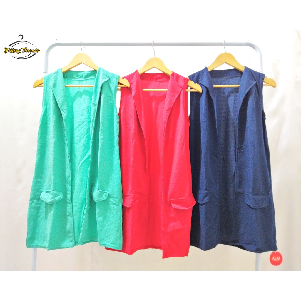 Outer Cardigan Panjang Tanpa Lengan Wanita / Long Outer Kardigan Polos Cewek