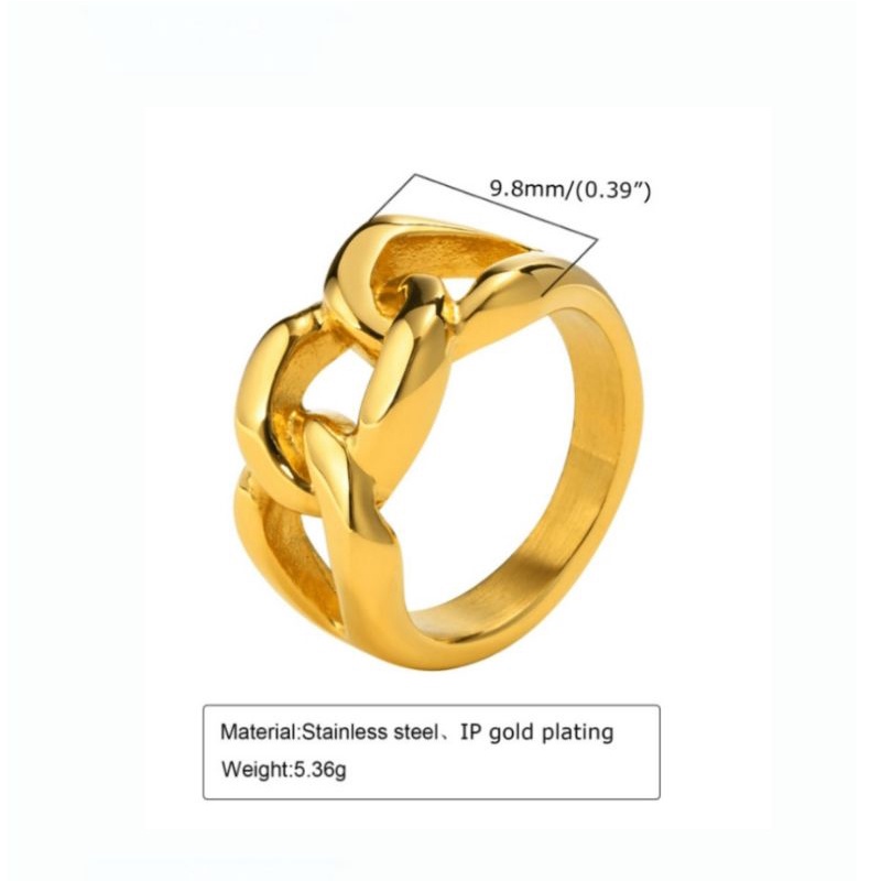 Cincin Titanium Motif Rantai (Gold &amp; Silver)