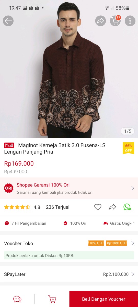 Maginot Kemeja Batik 3.0 Fusena-ls Lengan Panjang Pria