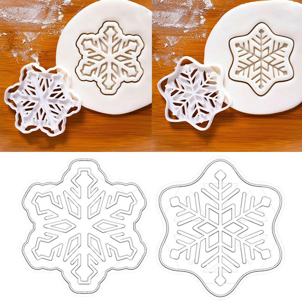 R-FLOWER 4 Pcs Cetakan Kue Kering Embosser Pastry Dekorasi Biskuit Cap Baking Fondant Natal Snowflake