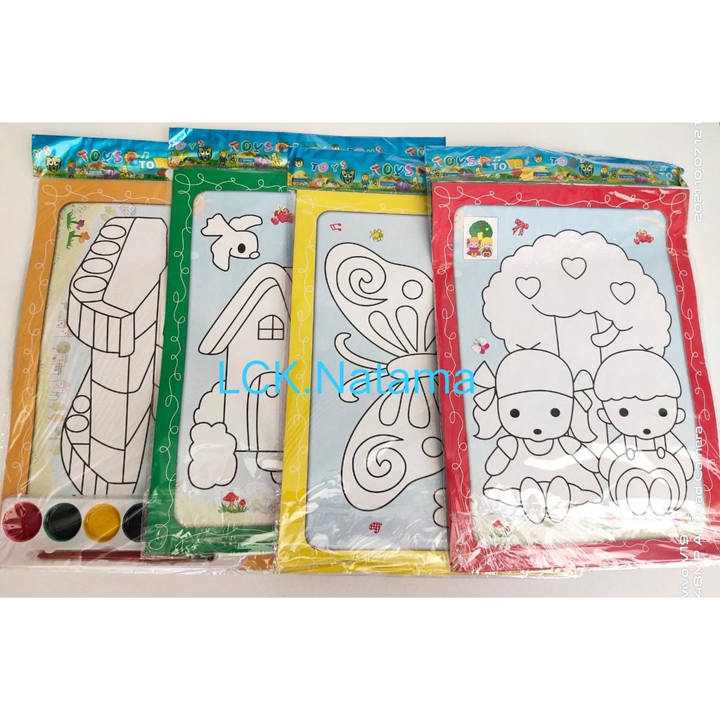 

Gambar cat air - melukis gambar - cat air -mainan - gambar depan belakang beda uk.26x19cm