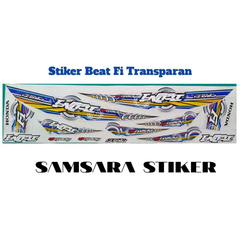 stiker motor beat fi transparan biru