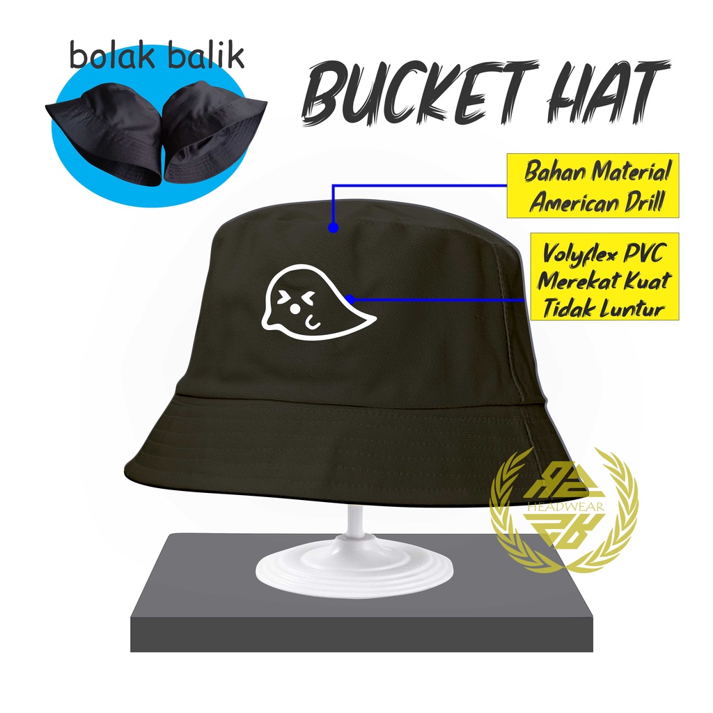 COD Topi Bucket Hat Bolak Balik Wide Bucket Hat Unisex Sablon Gosh Premium