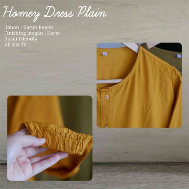 TERLARIS!! BISA COD - HOMEY DRESS WANITA  GAMIS POLOS / PLAIN BEST SELLER  BAHAN KATUN RAYON PREMIUM