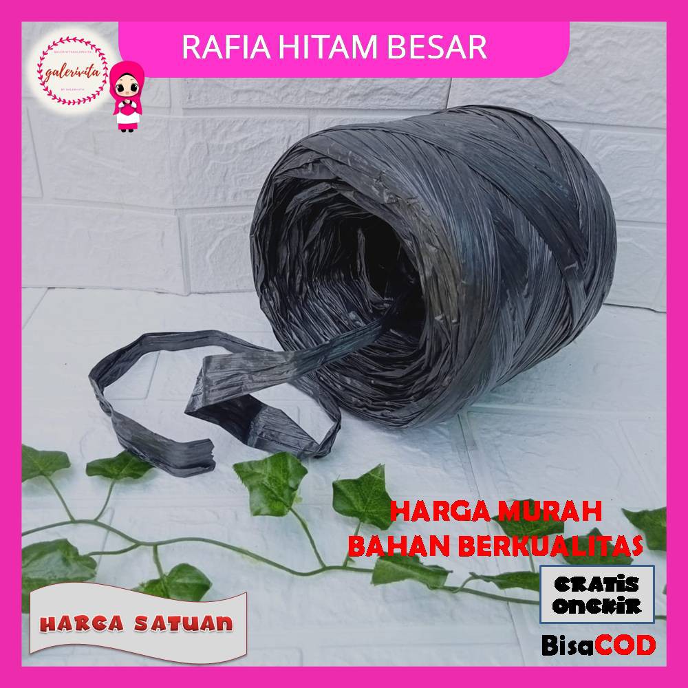 

Tali Rafia Hitam Besar / Tali Plastik Rapia / Tali Rafia Gulungan Besar 900 Gram