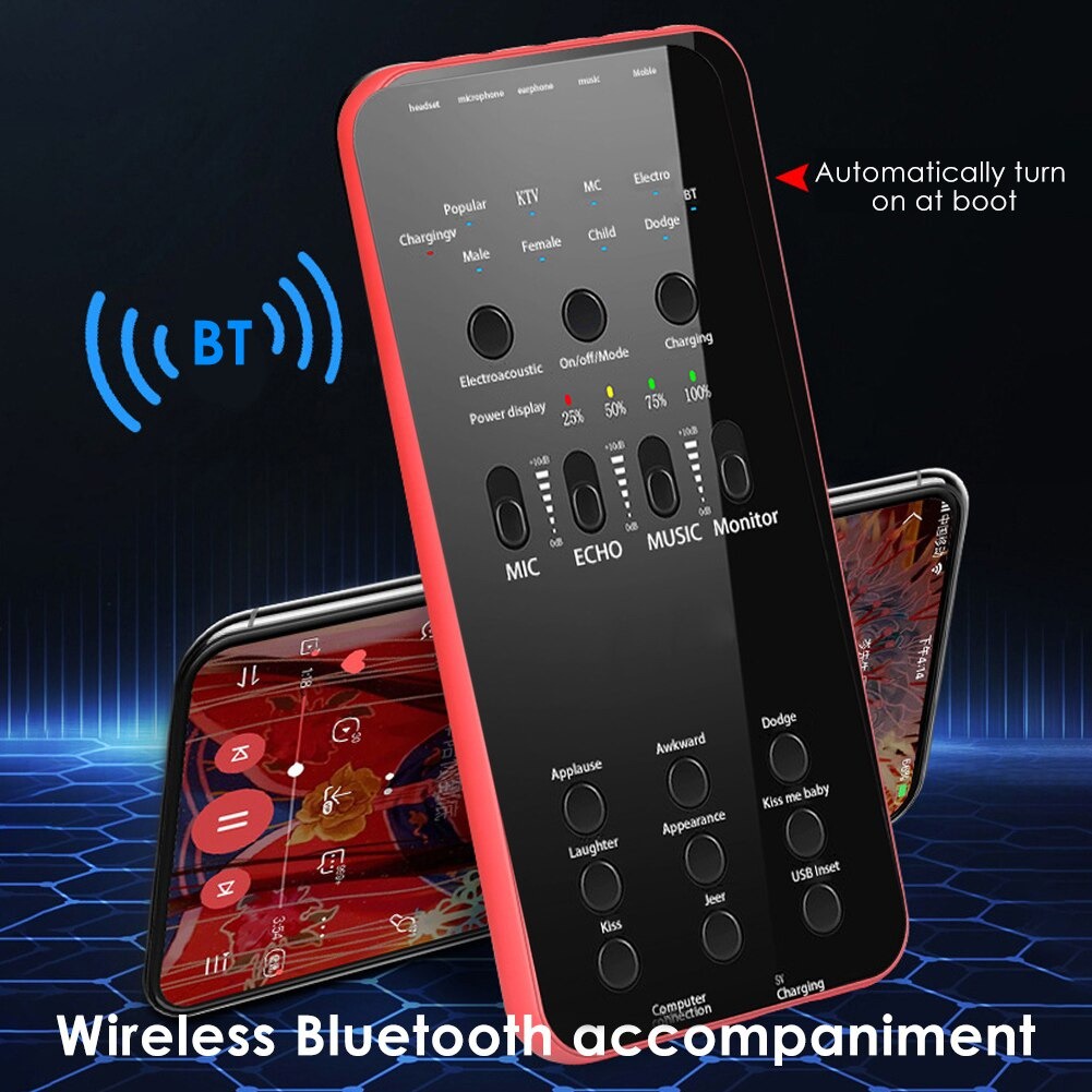 Soundcard E6 DOCOOLER Smartphone Live Broadcast Audio - Black