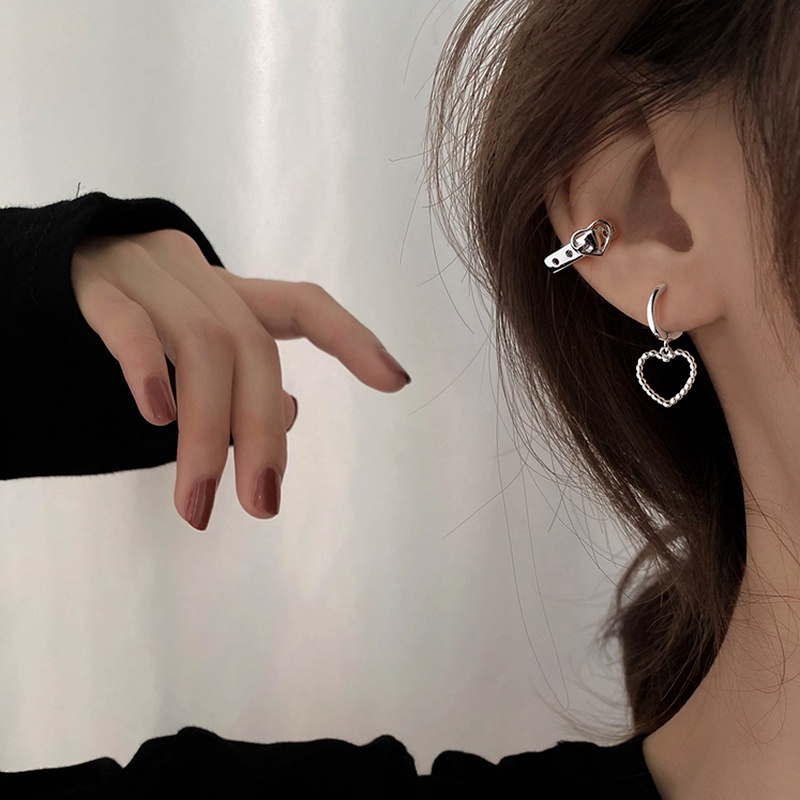 Magic789 Chic s925 Silver Heart Hoop Earrings for Women Girls Ear Jewelry