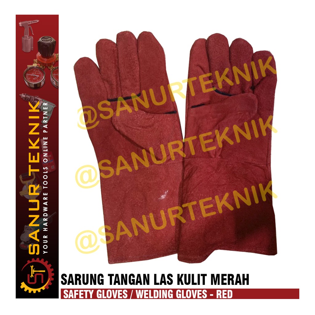Sarung Tangan Las Kulit Merah / Safety Gloves / Welding Gloves RED