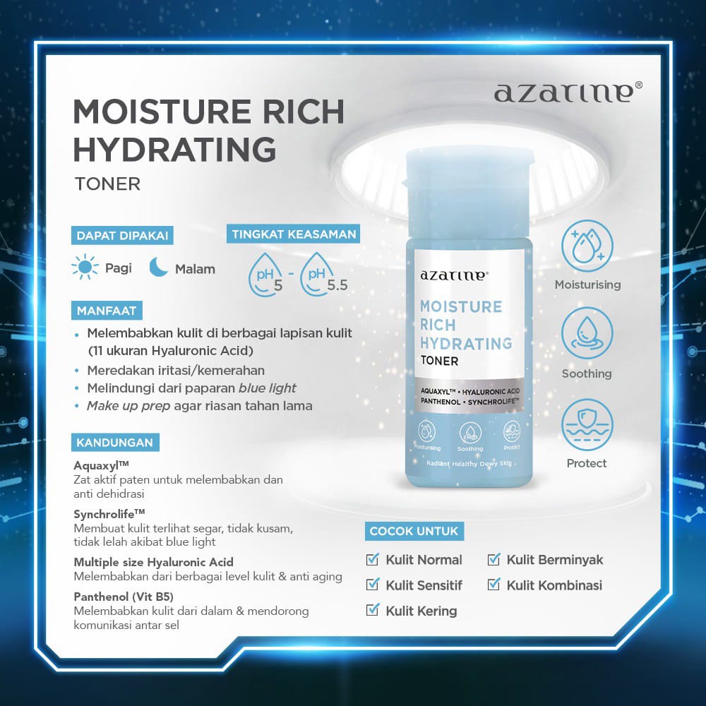 Azarine Toner Series Daily Beginner Exfoliating | Moisture Rich Hydrating | Mild Purifying | Multi-Acid Glowing 90ml
