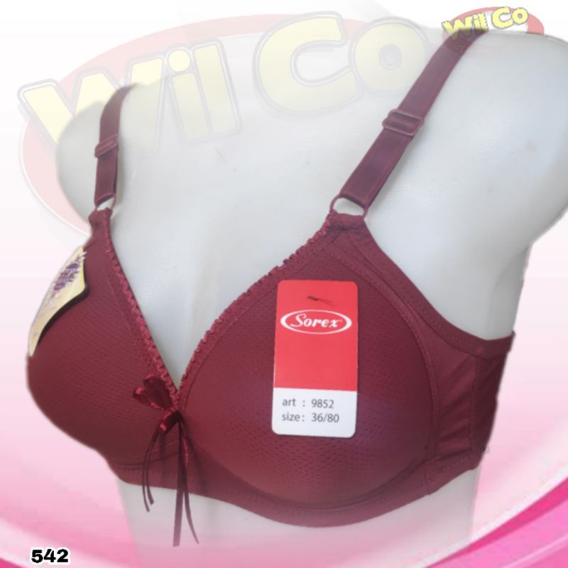 K542 - BRA WANITA SOREX TANPA KAWAT BUSA TIPIS CUP A/B SIZE 36 - 42 EXTRA COMFORT