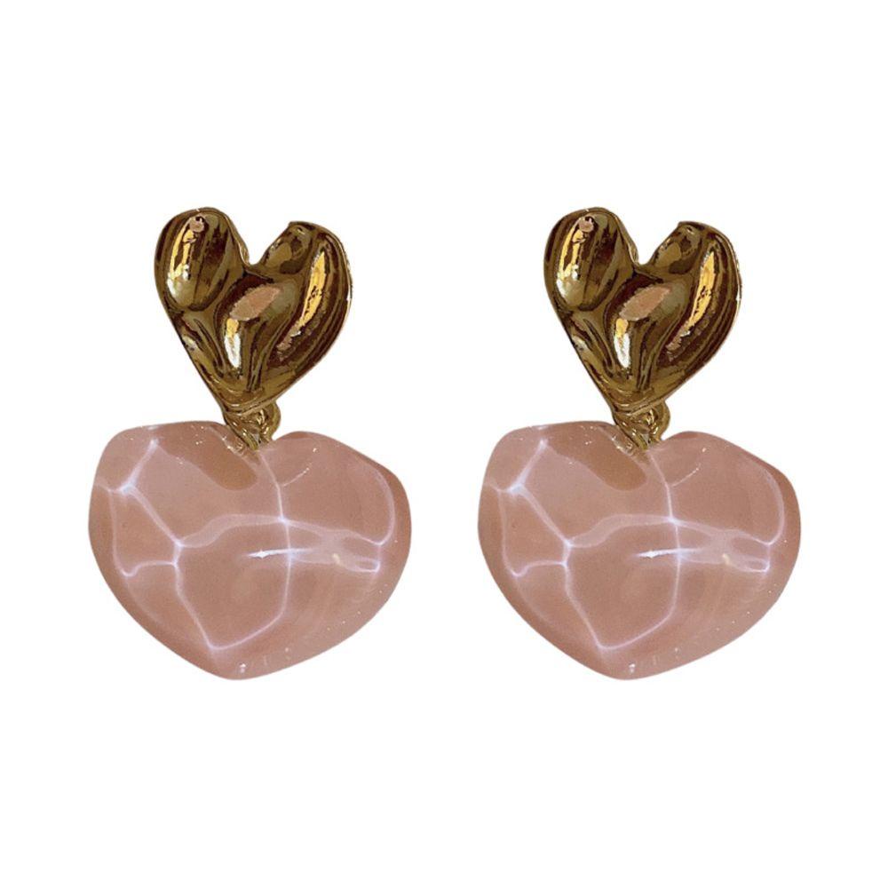 Mxbeauty Anting Menjuntai Wanita Eleagnt Vintage Untuk Perempuan Love Resin Hati Pendent Drop Earrings