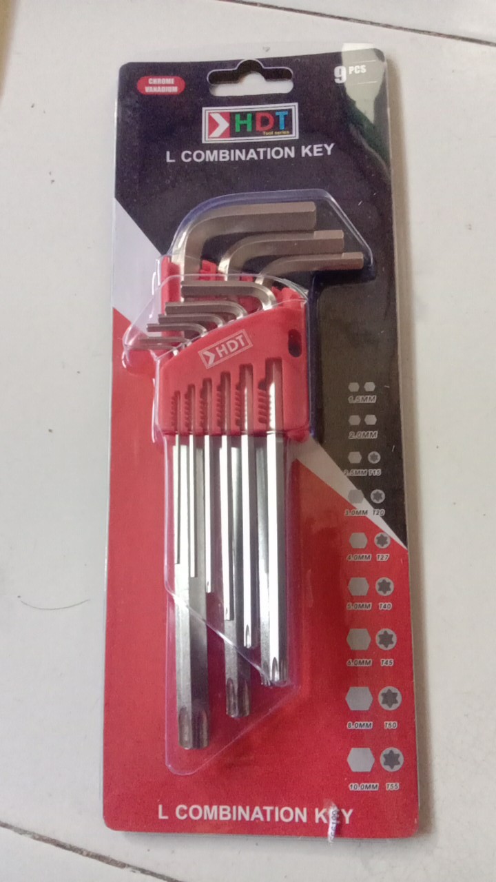 Kunci L Set Bintang Panjang Kombinasi 9 Pcs Hdt