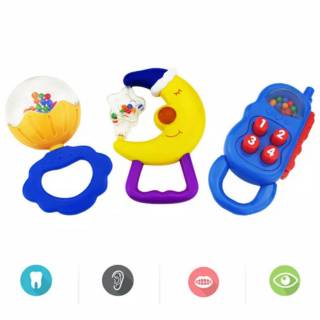  Mainan  Teether Rattle dengan Lonceng Genggam Bahan Plastik 