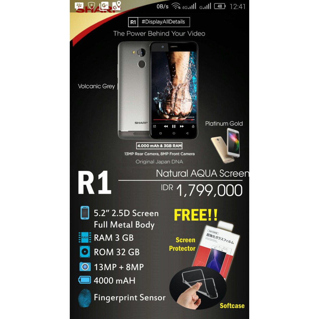 Sharp R1 Smarphone Dual sim 3/32GB 4G LTE - Gold